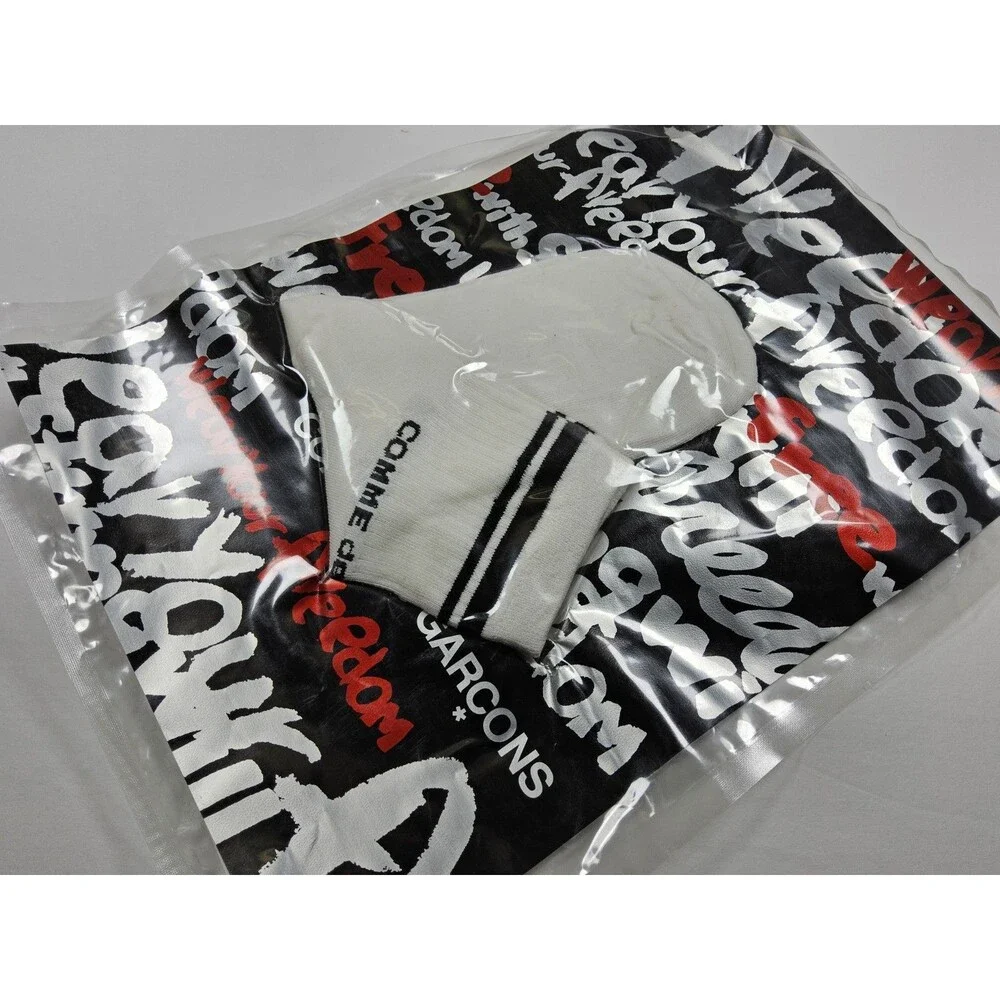 Comme des Garcons Logo White Stripe Quarter Socks Japan Size L